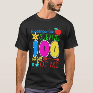 Kindergarten Survived 100 Days Of Me Funny Teacher T-Shirt