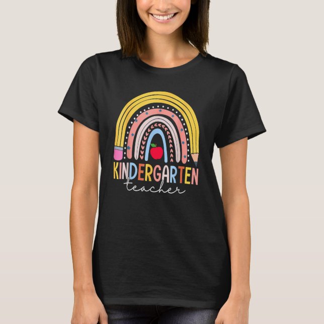 Kindergarten Teacher Back To School Boho Rainbow L T-Shirt (Front)
