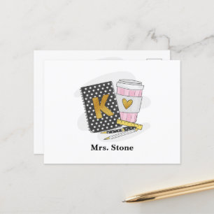 Kindergarten Teacher Black Notebook Coffee Custom  Postcard