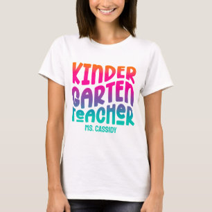 Kindergarten Teacher Colourful Ombre Text T-Shirt