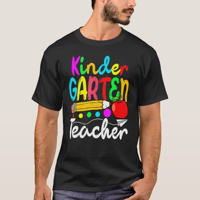 Kindergarten Teacher Cute Back To School First Day T-Shirt (Front)