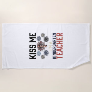 Kindergarten Teacher Fireworks Vintage Shirt Desig Beach Towel
