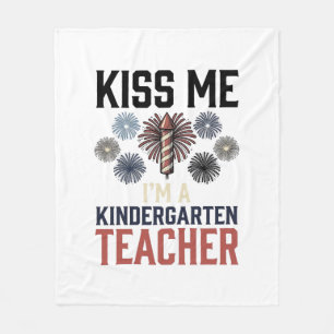 Kindergarten Teacher Fireworks Vintage Shirt Desig Fleece Blanket