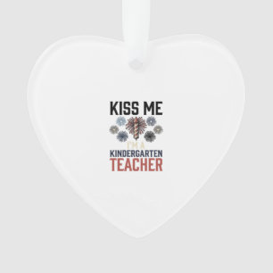 Kindergarten Teacher Fireworks Vintage Shirt Desig Ornament