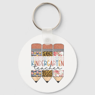 Kindergarten Teacher Fun Leopard Pencil Ck To Scho Keychain