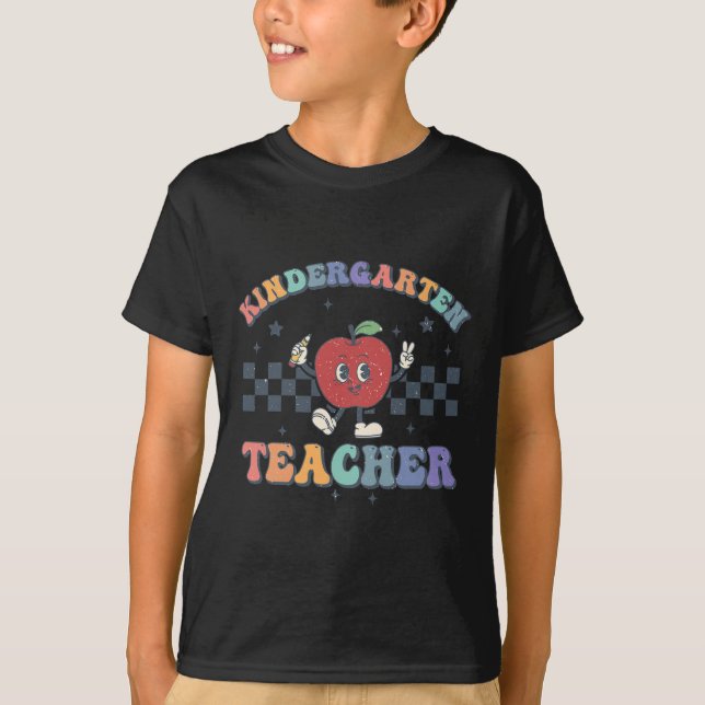 Kindergarten Teacher Groovy Back to School Team KG T-Shirt (Front)
