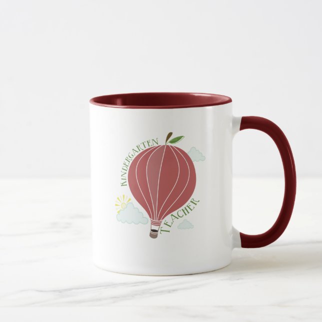 Kindergarten Teacher Hot Air Balloon Apple Mug (Right)