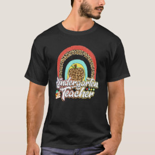 Kindergarten Teacher Leopard Boho Rainbow Teach T-Shirt