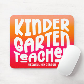 Kindergarten Teacher Orange Red Ombre Mouse Pad