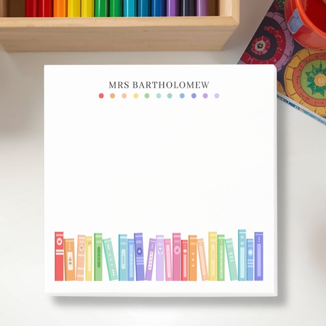 Kindergarten Teacher Rainbow Colour Books Custom Post-it Notes (Creator Uploaded)
