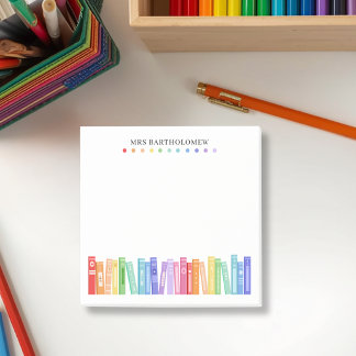 Kindergarten Teacher Rainbow Colour Books Custom Post-it Notes