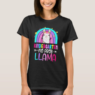 Kindergarten Teacher Rainbow No Prob Llama 100th D T-Shirt