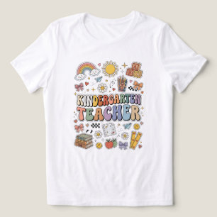 Kindergarten Teacher Retro Rainbow Groovy T-Shirt Tri-Blend Shirt
