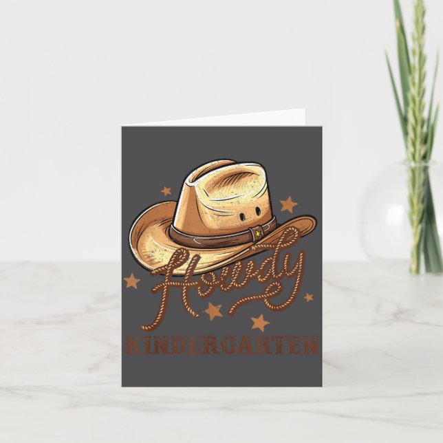 Kindergarten Teacher Rodeo Cowboy Western Howdy Ki Card (Front)