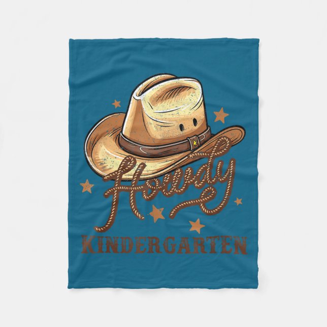 Kindergarten Teacher Rodeo Cowboy Western Howdy Ki Fleece Blanket (Front)
