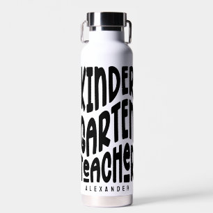 Kindergarten Teacher Simple Black Text Water Bottle