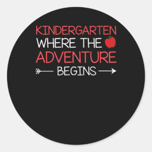 Kindergarten Teacher Where Adventure Begins Classic Round Sticker