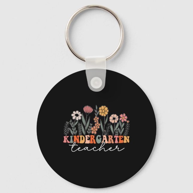 Kindergarten Teacher Wildflower Back To School  Keychain (Front)