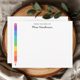 Kindergarten Teacher's Rainbow Pencil Card
