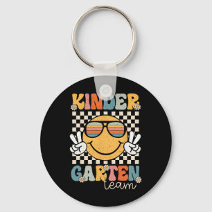 Kindergarten Team Retro Vintage Back To School Smi Keychain