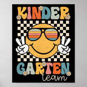Kindergarten Team Retro Vintage Back To School Smi Poster