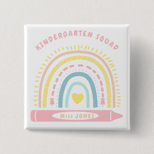 Kindergarten Team Squad Teacher Back To School 2 Inch Square Button