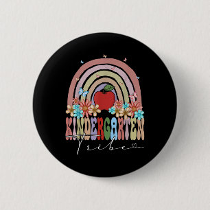 Kindergarten Tribe Back To School Rainbow Groovy F 2 Inch Round Button