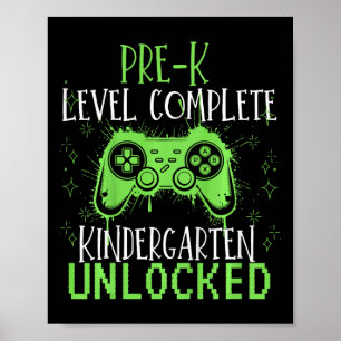 Kindergarten Unlocked Gamer Boy School Pre-k Level Poster