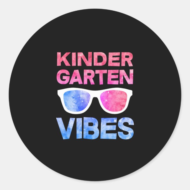 Kindergarten Vibes First Day Of School Classic Round Sticker (Front)