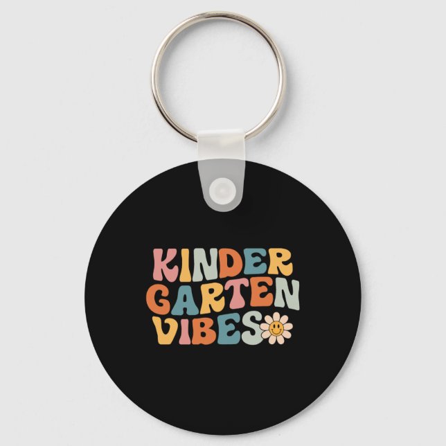 Kindergarten Vibes - Kinder Crew Retro First Day O Keychain (Front)
