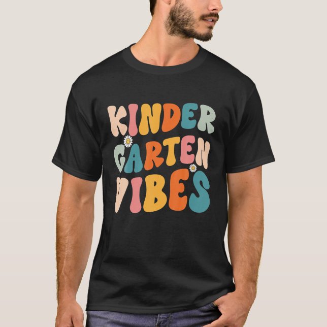 Kindergarten Vibes Kinder Crew Retro First Day Of T-Shirt (Front)