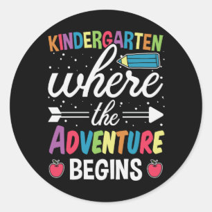Kindergarten Where The Adventure Begins Classic Round Sticker