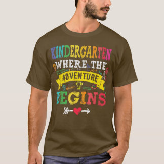 Kindergarten Where The Adventure Begins Gift Back  T-Shirt