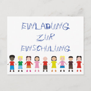 Kinderreihe auf einer Einladung zur Einschulung Postcard