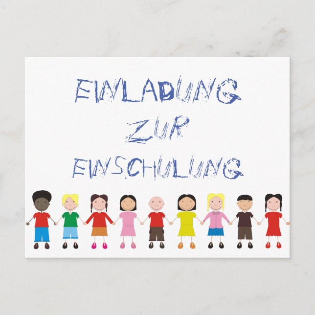 Kinderreihe auf einer Einladung zur Einschulung Postcard (Front)