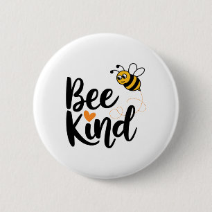 Kindess Quote With Orange Love bee Kind' S Sticker 2 Inch Round Button