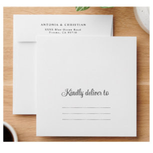 Kindly Deliver to Script Wedding Return Address Envelope