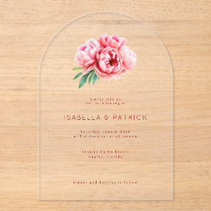 Kindly Join Us for the Celebration Pink Floral Ser Acrylic Invitations