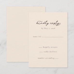 Kindly Reply Elegant Beige Minimalist RSVP Card