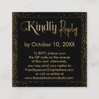 Kindly Reply Festive Confetti QR Code on Black