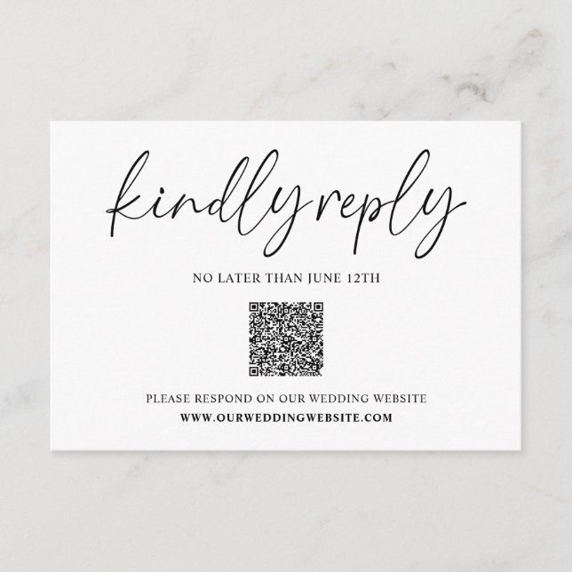 Kindly Reply Minimalist Wedding RSVP Enclosure Card (Front)