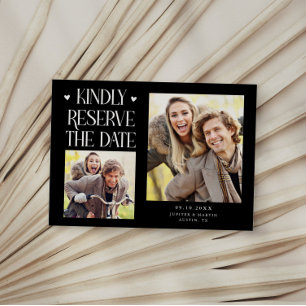 Kindly Reserve 2-Photo Black Wedding Save The Date