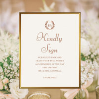 Kindly Sign Monogram Wedding Guest Book Terracotta
