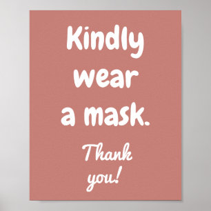 Kindly Wear a Mask Cinnamon Rose Poster