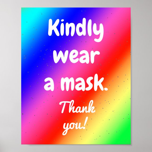 Kindly Wear a Mask Rainbow Colours Poster (Front)
