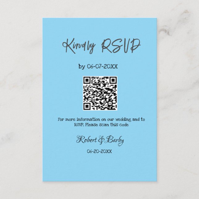 kindly wedding RSVP scan QR code simple modern Enclosure Card (Front)