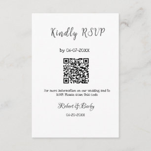 kindly wedding RSVP scan QR code simple modern Enclosure Card