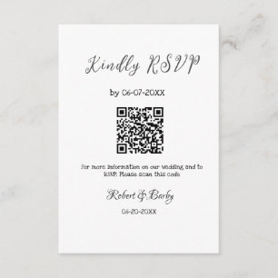 kindly wedding RSVP scan QR code simple modern Enclosure Card