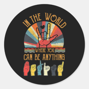 Kindness Autism Awareness Month Asl Vintage Classic Round Sticker