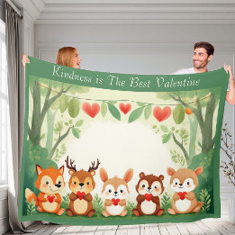 Kindness Best Valentine Nursery Woodland Animals  Fleece Blanket